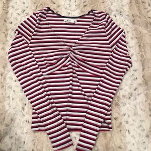 NWOT Hollister Red White Blue Striped Twist Top